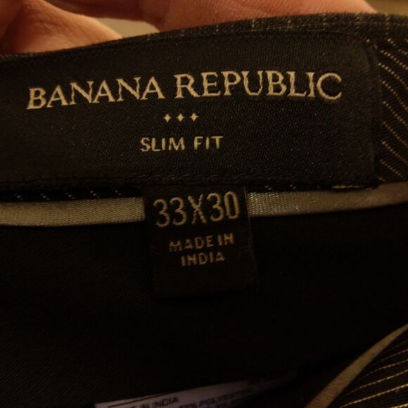 Banana Republic pants mens 33x30 gray wind slim fit flat front dress khaki check - Picture 6 of 9